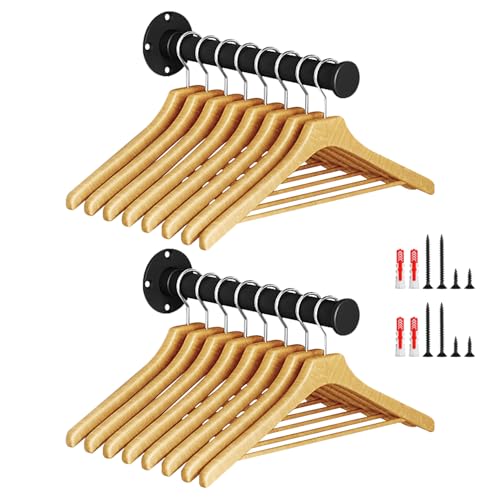 Metal Wall Mounted Clothes Rack, Aluminium Alloy Clothing Rack for Hanging Garments Wardrobe, Bedroom, Closet Organisation and Storage, Black Color 12 Inches 2 Packs for Floating Shelves - color: Black, size: 12 Inch