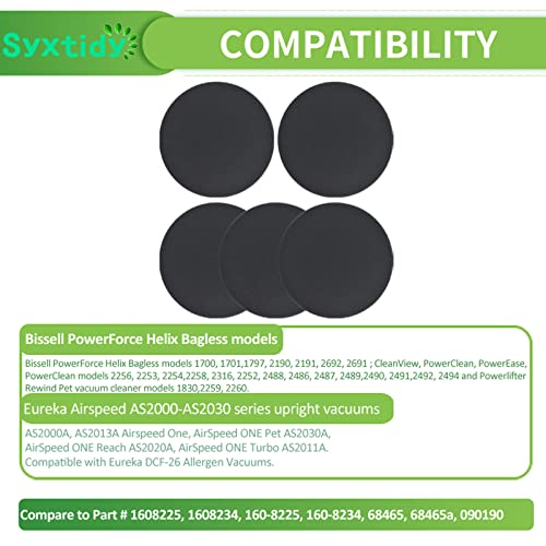 Vacuum Filter for Bissell Powerforce Helix Bagless 2191, 5 Pack - size: 5Pack 1608225 Filters