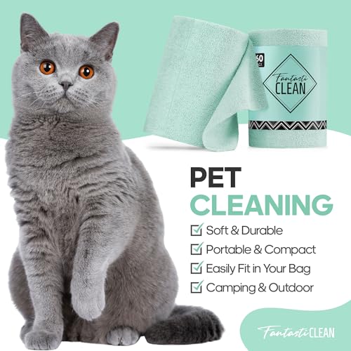 Fantasticlean Microfiber Cleaning Cloth Roll, 60 Pack, 8" x 8", Mint Green - color: Mint Green