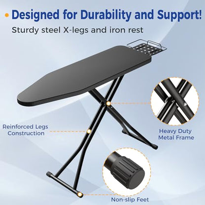 BEWISHOME Ironing Board Full Size 43x13, Compact Iron Board with Iron Rest