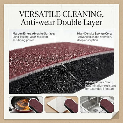 5 Pack Magic Sponges Cleaning Eraser, Carborundum Sponge, Multi-Functional Cleaning Sponges, Rust Foam Cleaning Eraser，Suitable for pots, Kitchen, Tiled Wall and Sink