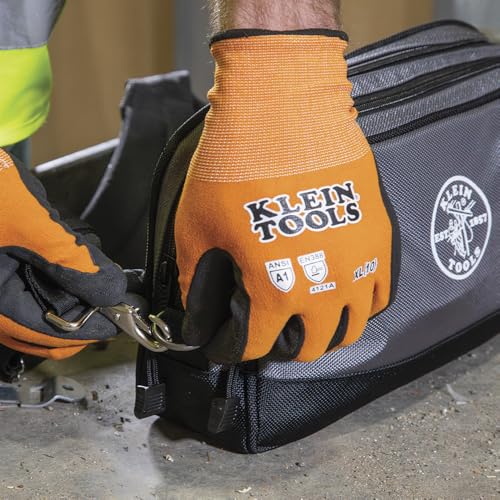 KLEIN TOOLS Tool Pouch, Dual Compartments, Heavy-Duty Tool Bag Organizer, Multipurpose Bag - size: 12" x 7"