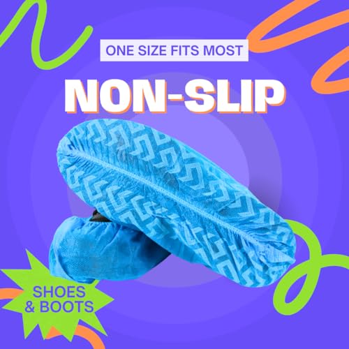 Non-Slip Shoe Covers Disposable, 100 Pack Blue, One Size Fits Most Booties - size: Blue 100 Pack