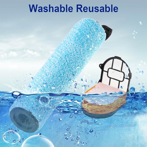 Vacuum Brush Rollers 6Pcs, WD161 Vacuum Roller and Filter Replacement, Fit for Shark HydroVac MessMaster Wet Dry Vacuum Cleaner WD161 WD261 AW261, 2 Brush Rollers, 2 Foam Filters, 1 Cleaning Tool