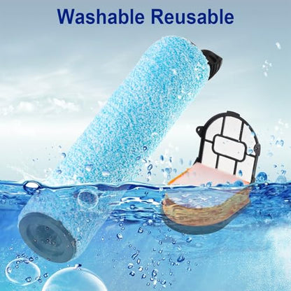 Vacuum Brush Rollers 6Pcs, WD161 Vacuum Roller and Filter Replacement, Fit for Shark HydroVac MessMaster Wet Dry Vacuum Cleaner WD161 WD261 AW261, 2 Brush Rollers, 2 Foam Filters, 1 Cleaning Tool