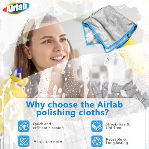 Airlab Glass Polishing Streak Free Miracle Cleaning Cloth, Sliver-Blue - color: Sliver-blue