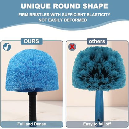 4 Pack Cobweb Duster Head Brush-Twist-On Spider Web Brush for Outdoor & Indoor Web Cleaning // Fits Standard Acme Threaded Poles // Cobweb Duster Brush Head Only-Blue - style: 4 PACK