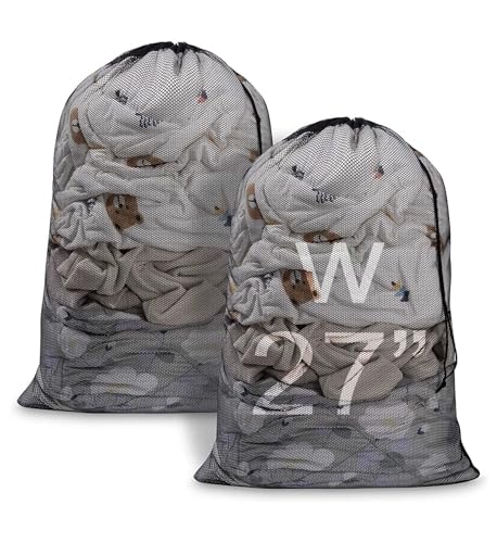Meowoo 2Pcs Large Mesh Laundry Bag, 27×36inch - color: Black-2pcs, size: 27x36 inch