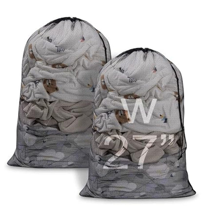Meowoo 2Pcs Large Mesh Laundry Bag, 27×36inch - color: Black-2pcs, size: 27x36 inch