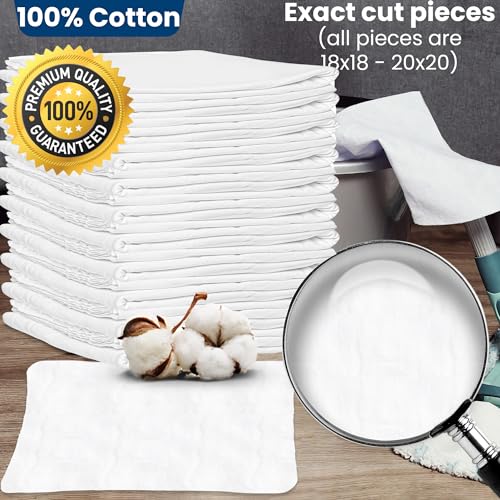 Nabob Wipers New Lint Free Cloth (225 Pack) - 100% Cotton Cleaning Rags Exact Cut - Premium White Rags for Cleaning House - White Rags for Dusting, Staining, Polishing, Painting 18"x18" - size: 18x18 Inch (225 Pack)