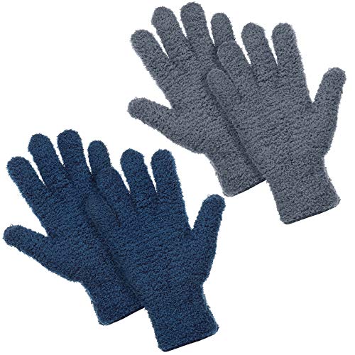 Patelai 2 Pairs Microfiber Gloves for Plants,Gray, Dark Blue,Large - color: Gray, Dark Blue, size: Large (2 Pairs)