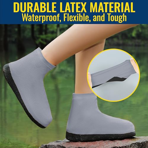 Rain Shoe Covers Waterproof Reusable Galoshes Overshoes - color: Grey, size: Medium