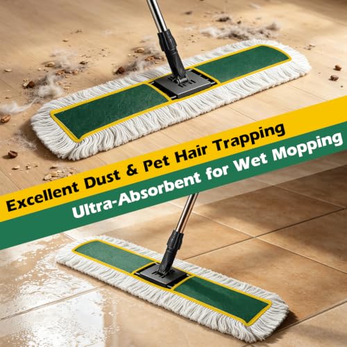 40" Commercial Dust Mop for Floor Cleaning, Heavy Duty Industrial Mop - color: Green(40"*8.3")