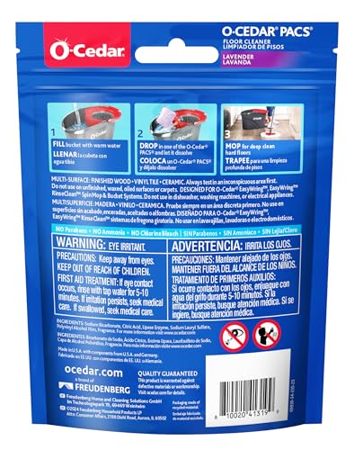 O-Cedar EasyWring Microfiber Spin Mop & Bucket Floor Cleaning System + 2 Extra Mop Head Replacements with Lavender Pac (Variety Pack)