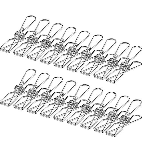 100 Pack Laundry Clothes Pins, Stainless Steel Clothesline Clips for Hanging Clothes, Paper Files, Snacks Seal - size: 100PACK-6CM