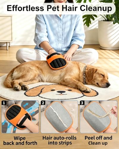 2 Pack Pet Hair Removal Gloves-Orange