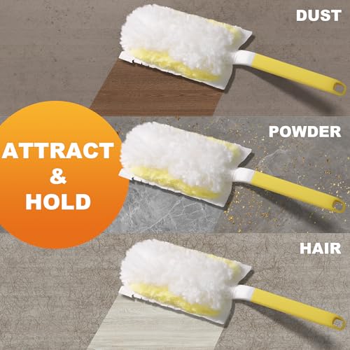 JOYMOOP Disposable Electrostatic Duster for Cleaning, with 2 Handles & 48 Ct Yellow Heavy Duty Refills for Swiffer Feather Duster, Household Cleaning Tool for Electronics, Dusting Furniture, Blinds - color: Yellow[handle]*2+yellow[refills]*48