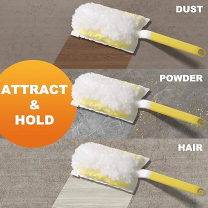 JOYMOOP Disposable Electrostatic Duster for Cleaning, with 2 Handles & 48 Ct Yellow Heavy Duty Refills for Swiffer Feather Duster, Household Cleaning Tool for Electronics, Dusting Furniture, Blinds - color: Yellow[handle]*2+yellow[refills]*48