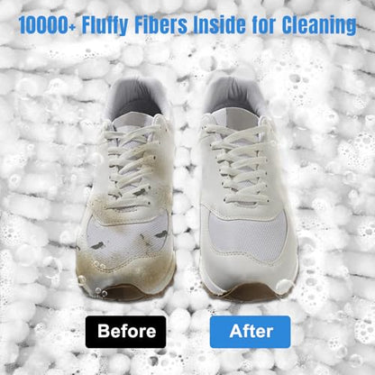 2 PCS Shoe Washing Machine Laundry Bag for Washer and Dryer, Extra Seperating Pockets for Insoles and Laces, Long Fluff, Thickened Reinforced Mesh Shoe Cleaning Bag for Sneakers, Gym Shoes/White