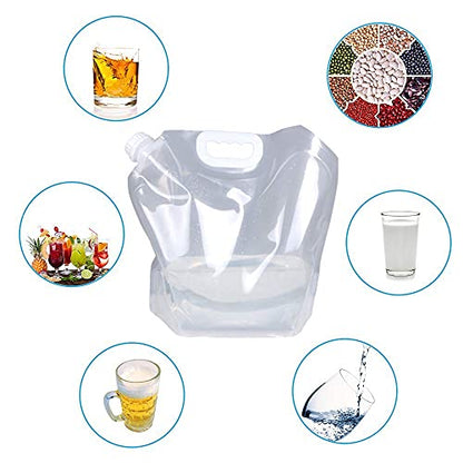 Soddeph Collapsible Water Container Bag, BPA Free Food Grade Clear Plastic Storage Jug for Sport Camping Riding Mountaineer,Freezable, Food Grade (4-pack-1.3 Gal) - style: 4-pack-1.3 Gal