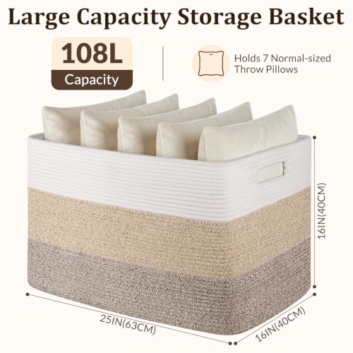OIAHOMY 108L Extra Large Blanket Basket Dog Toy Basket Gradient Brown - color: Gradient Brown