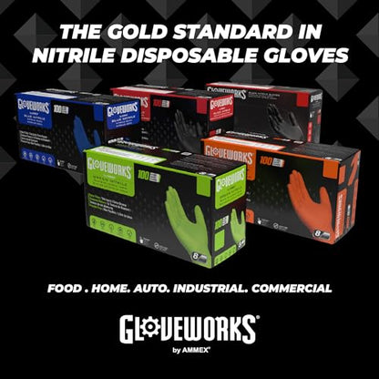 GLOVEWORKS Nitrile Gloves Disposable 5 mil Black Size Large Box of 100 - color: Black, size: Large