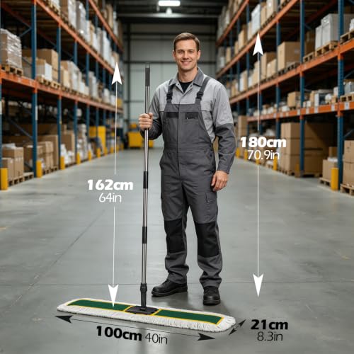 40" Commercial Dust Mop for Floor Cleaning, Heavy Duty Industrial Mop - color: Green(40"*8.3")