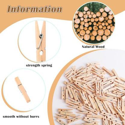 100Pcs 1.77 Inch Wooden Craft Clothespins, Multipurpose Natural Wood Peg Clips for Photos Art Projects Party Display