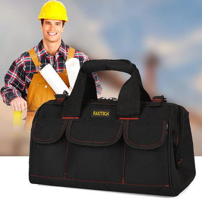 FASTECH 20-inch Heavy Duty Tools Bag with Wide Mouth for Tool Storage, Carrier and Organizer, Tote Bag for Men, Wide Mouth Tote Bag With Inside Pockets (20 Inch) - size: 20IN STANDARD
