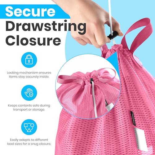 Handy Laundry Mesh XL Laundry Bag 24"x36" with Shoulder Strap, Pink - color: Pink, size: 1-Pack