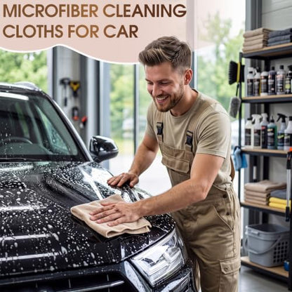 Nuenen Car Microfiber Clean Cloths, Khaki, 16 x 16 Inch, 60 Pcs - color: Khaki, size: 16 x 16 inches