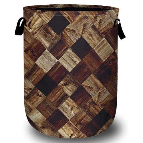 Wood Grain Laundry Basket, Foldable Tree Stump Laundry Hamper Tote Bag Dirty Clothes Storage Bucket Organizer for Bathroom/Laundry/Bedroom 15.7"x19.6" - color: Tree Stump