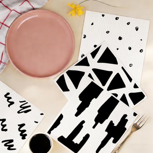 6 Pack Swedish Dishcloths Black White Kitchen Towels 13 - color: Multi 1512