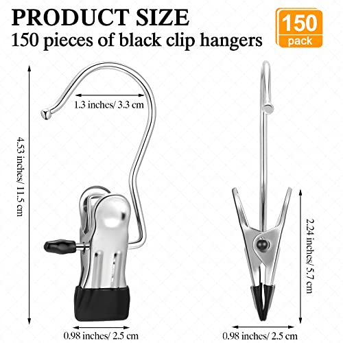 Yinder 150 Pcs Boot Hanger Clips Laundry Hooks Stainless Steel Hooks,Black - color: Black