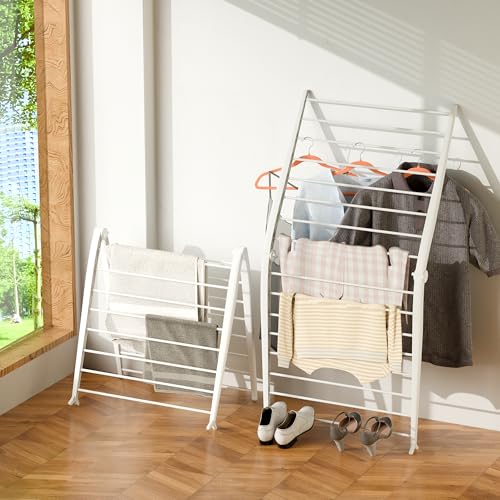 Whitmor Spacemaker Folding Drying Rack, Indoor Clothes Organizer with Patent-Pending Design, Space Saving, 6" L x 26" W x 51.5" H,Pearl - color: Pearl