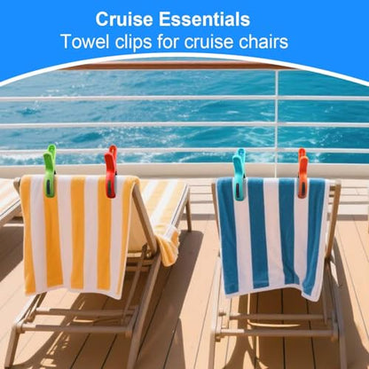 Large Beach Towel Clips for Beach Chair, Heavy-Duty Plastic Clothes Pins, Towel Clips for Beach Chairs Cruise-Keep Your Towel from Blowing Away, Vacation Beach Must Have Beach Chair Clips - color: 4 Colors
