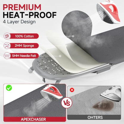 APEXCHASER Small Ironing Board, Iron Board with Iron Rest & Holder, Black - color: Black