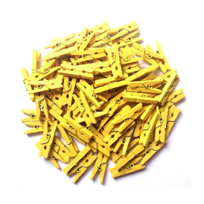 LWR CRAFTS Wooden Mini Clothespins 200 Per Pack 1" 2.5cm (Yellow) - color: Yellow
