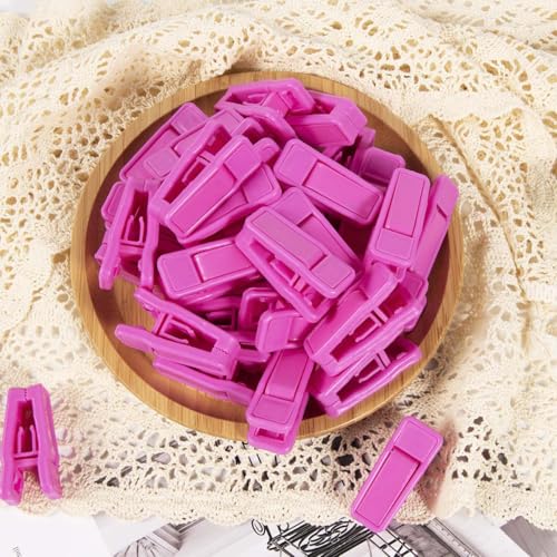 KISEER 40 Pcs Plastic Baby Hanger Clips Slim-line Finger Clips Set for Clothes Hanger Velvet Hanger (Pink) - color: Pink, size: 40 Pcs