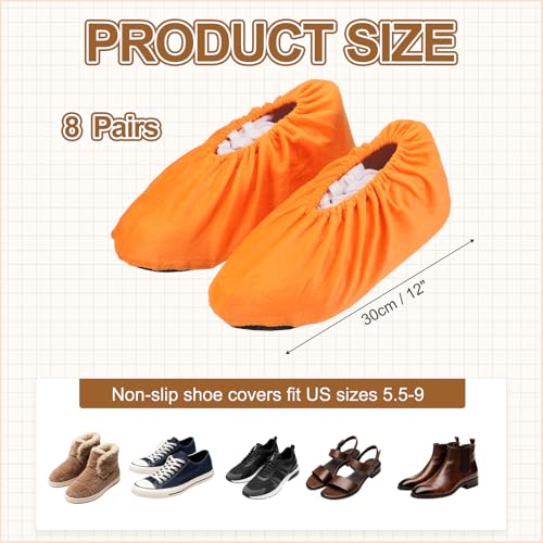 PATIKIL Reusable Shoe Covers, Non-Slip Shoe Protectors Cover Polyester Washable Foot Boot Covering - color: Yellow, size: 12 inch