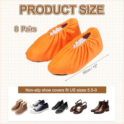 PATIKIL Reusable Shoe Covers, Non-Slip Shoe Protectors Cover Polyester Washable Foot Boot Covering - color: Yellow, size: 12 inch