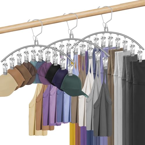 3 Pack Skirt Pants Hangers with Clips, Legging Organizer for Closet, Grey - color: Gray, size: 3 Pack