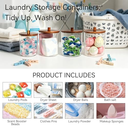 Amolliar Clear Acrylic Laundry Pods Container (Dark Wood, 0.6+0.4Gal) - color: Dark Brown(78oz+50oz)
