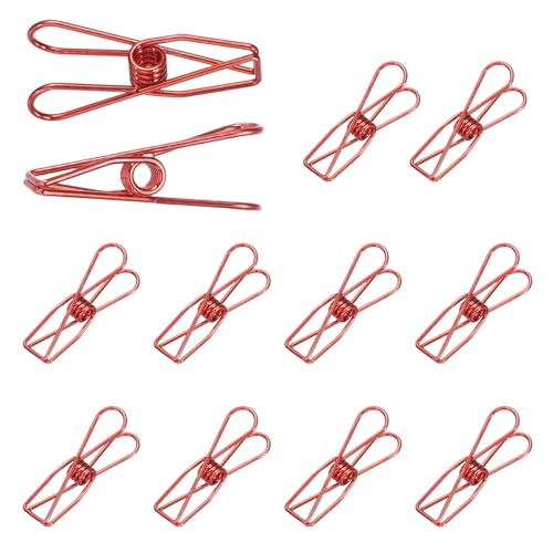 uxcell 12Pcs Clothes Pins for Hanging, 1.2" Metal Clothing Clips Heavy Duty Laundry Spring Pegs, Clothesline Clip Paper Holder Sealer for Holding Clothes, Paper, Food Packages, Red - color: Red, size: 1.2"