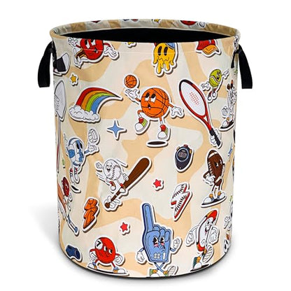 Balls Game Laundry Basket Foldable Oxford Cloth Hamper 18.9 x 16.5 Inch - color: Ball Game