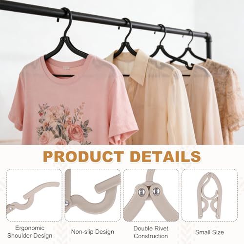uxcell 10 Pcs Portable Travel Hangers, Plastic Foldable Hangers Cruise Essentials Clothes Drying Rack for Camping Flying Suitcase Travel Accessories Road Trip Hotel, Caramel - color: Caramel