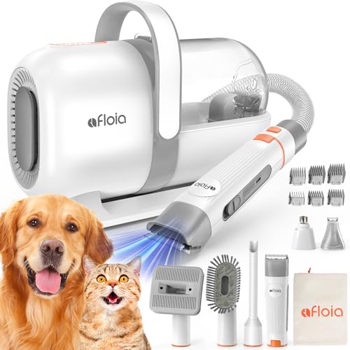 Afloia 6-in-1 Dog Grooming Vacuum Kit, Pet Clipper & Nail Grinder, White - color: White