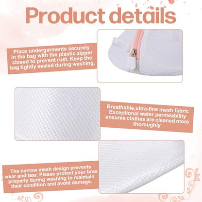 2 PCS Bra Washing Bags, 2 Colors Mesh Wash Bag for Bras with Zipper Lingerie Washer Protector Large Bra Laundry Bags Women Mesh Lingerie Wash Bag for Washing Underwear & Delicates (Pink, Gray)