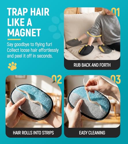 Pet Hair Removal Glove for Dogs & Cats - Upgraded Reusable Electrostatic Pet Hair Glove, Pet Hair Remover Tool for Laundry, Couch, Carpet & Car Seat, Gentle Grooming Mitt - color: 2PCS-BlackBlue