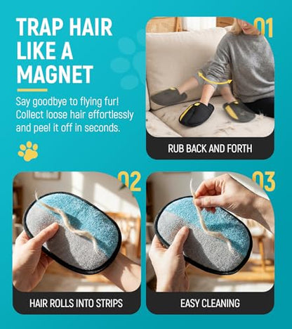 Pet Hair Removal Glove for Dogs & Cats - Upgraded Reusable Electrostatic Pet Hair Glove, Pet Hair Remover Tool for Laundry, Couch, Carpet & Car Seat, Gentle Grooming Mitt - color: Balck/Blue